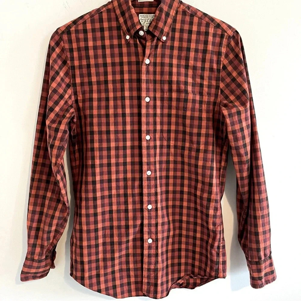 J.Crew Men’s Slim Fit Long Sleeve Button Down Shirt size XS Secret Wash Stretch